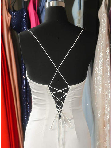 Meerjungfrau/Trompete Abendkleid Sexy Kleid Ballkleid Sweep/Pinsel Schleppe Ärmellos Herzausschnitt Brautjungfernkleid Satin Rückenfrei mit Falten Geraffter Schlitz