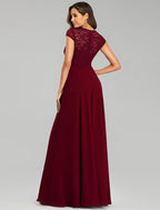 Vestido de fiesta de corte tubo/columna, hombros descubiertos, cintura alta, elegante vestido de dama de honor de verano, cola larga/cepillo, de gasa con pliegues