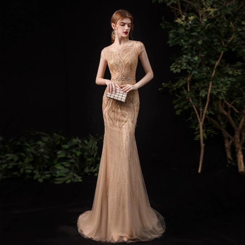 Women's Mermaid Evening Dress Beaded Formal Dresses Long Sexy Prom Dresses for Women - NumberSea