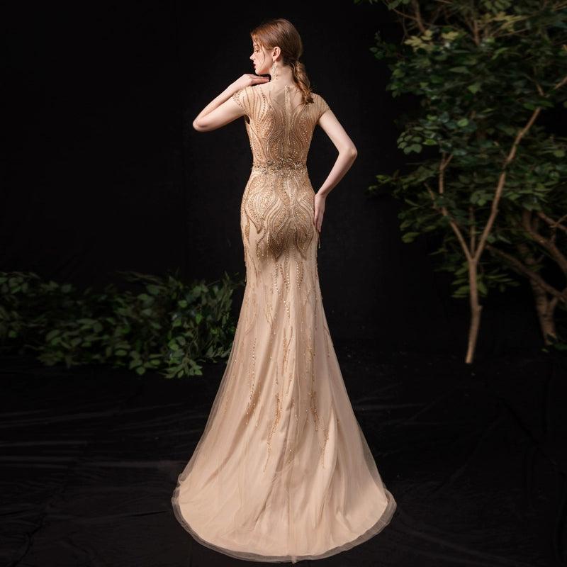 Women's Mermaid Evening Dress Beaded Formal Dresses Long Sexy Prom Dresses for Women - NumberSea