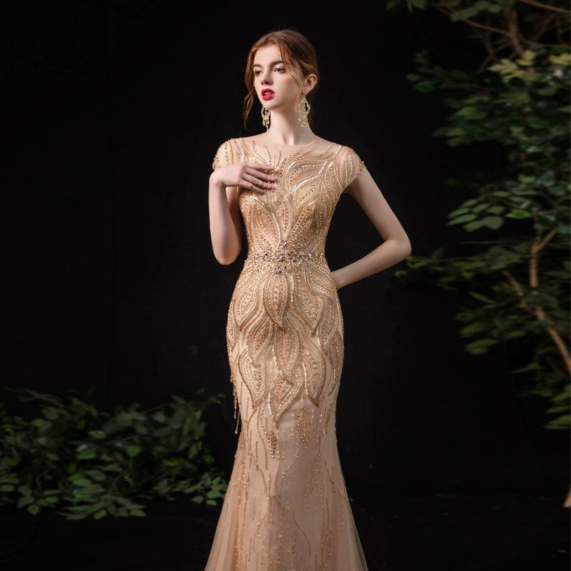 Women's Mermaid Evening Dress Beaded Formal Dresses Long Sexy Prom Dresses for Women - NumberSea