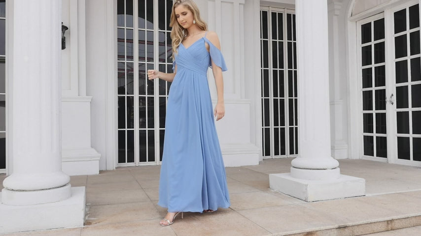 Numbersea Chiffon Cold Shoulder Long Bridesmaid Dresses Plus Size Formal Prom Gowns for Women Party Wedding  SEA28070