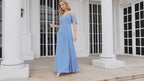 Numbersea Vestidos de dama de honor largos de gasa con hombros descubiertos, vestidos de fiesta formales de talla grande para mujer, fiesta de boda SEA28070 